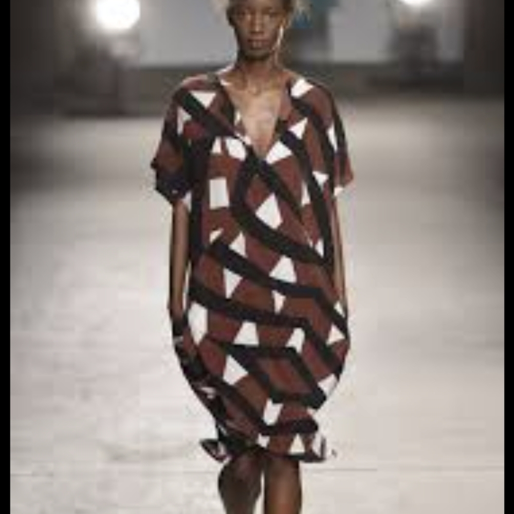 TRACY REESE Geometric Brown and Black SILK Dress